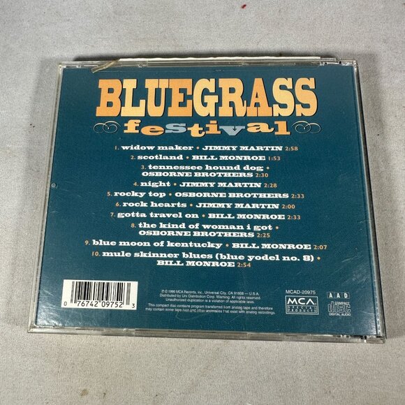 Bluegrass Festival CD 1989 Bill Monroe Jimmy Martin Osborne Brothers MCA Records - Picture 2 of 3